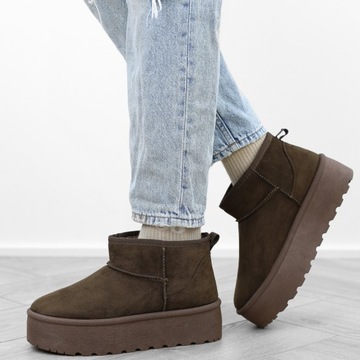 Женские зимние ботинки Cafe коричневого цвета, короткие муклюки на платформе TL242, размер 41