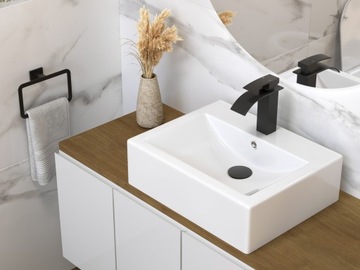 СИФОН ДЛЯ УМЫВАЛЬНИКА, ЧЕРНАЯ ЗАЖИМНАЯ ПРОБКА С ПЕРЕЛИВОМ