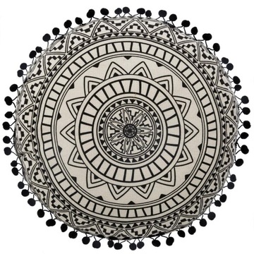Poduszka BOHO z frędzlami dekoracyjna MANDALA 40cm