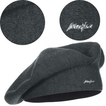 GRAFITOWY BERET DAMSKI KLASYCZNY ZIMOWY PRODUKT POLSKI MAJKA ELEGANCKI