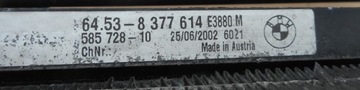 BMW E46 2.0 B CHLADIČE VENTILÁTOR KPL 8377614