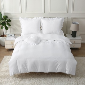 Комплект постельного белья 200 см х 220 70х80см постельное белье с рюшами и подушкой СЕРДЦЕ