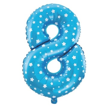 BALON CYFRA 8 NIEBIESKI BALONY URODZINOWE URODZINY