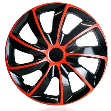 4x Kołpaki uniwersalne Quad Bicolor Red - Black czerwone 15 cali