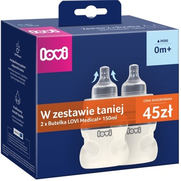 LOVI ZESTAW 2 BUTELEK MEDICAL 2x150ml + SMOCZEK SUPERVENT 0m+ 0273 DWUPAK