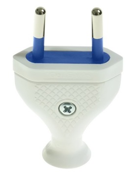 РАЗБОРНАЯ ПЛОСКАЯ ВИЛКА 2,5А/250В, класс II и WT-1/2,5А W-99524 БЕЛАЯ