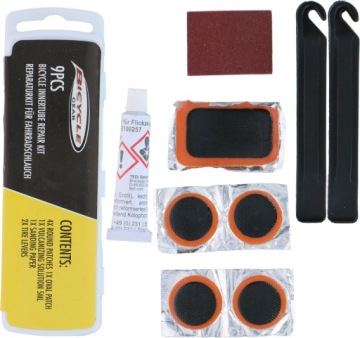 ZESTAW NAPRAWCZY do Roweru łatki do dętek opon rowerowych 9 elementów