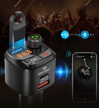 TRANSMITER SAMOCHODOWY BLUETOOTH FM MP3 SZYBKA ŁADOWARKA 3 x USB QC 3.0