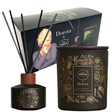 ZESTAW PREZENTOWY DOROTA SZELĄGOWSKA CZARNA RÓŻA Z PACZULĄ STICKS ŚWIECZKA