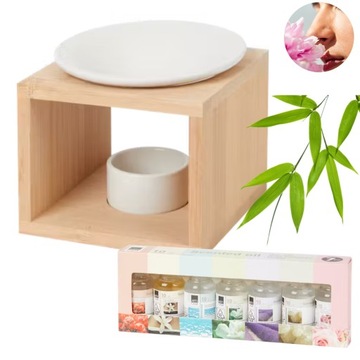 Zestaw Podgrzewacz Aroma Bambus + olejki