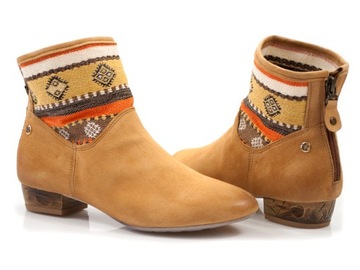 Stylowe botki Maciejka skórzane trzewiki Etno-Boho