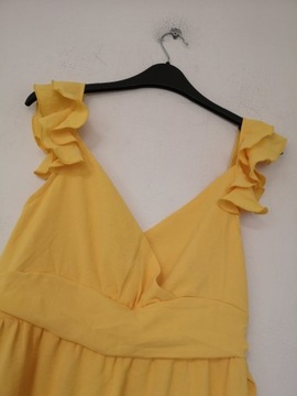 Shein żółta letnia sukienka z falbankami 36