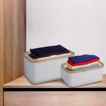 Корзина-органайзер для ящиков гардероба 3 бамбуковые корзины Бежевый