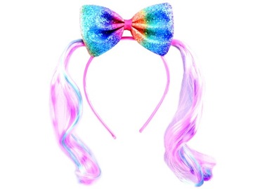 блестящая БЭНД, хвостики, бантик ЕДИНОРОГ