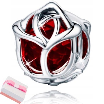 Zawieszka Charms Róża SREBRO 925 BEADS KORALIK