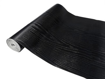 Folia Samoprzylepna Okleina Meblowa DREWNO CZARNE MAT Rolka Szerokość 45cm