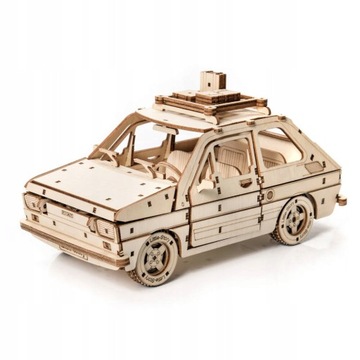 Drewniane Puzzle Model 3D Samochód Klasyka PRL FSO Mały Fiat Maluch 125p