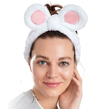 AVON Opaska kosmetyczna włosy maseczek z uszkami biało różowa do zabiegów
