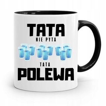 KUBEK CZARNY PREZENT NA DZIEŃ OJCA TATA POLEWA z Nadrukiem ze Zdjęciem