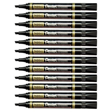 Marker permanentny PENTEL N860 - ścięty CZARNY - zestaw 12szt