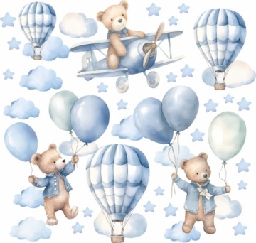 NAKLEJKA NA ŚCIANĘ MISIE BALONY SAMOLOT 100x200cm MC29