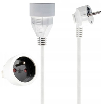 Przedłużacz sieciowy biały pojedynczy 16A 1 gniazdo 10m