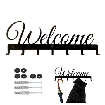 OZDOBNY WIESZAK ŚCIENNY NA UBRANIA - WELCOME