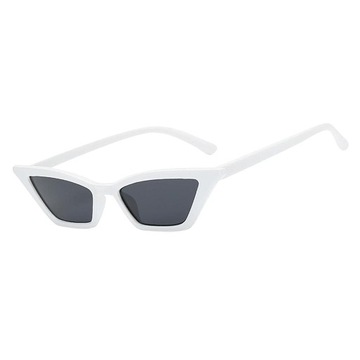 Damskie lustrzane plastikowe małe okulary przeciwsłoneczne okulary białe czarne