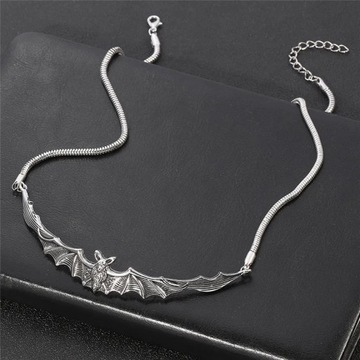 Gothic posrebrzane Bat naszyjnik Choker Vampire Bat naszyjnik mroczny styl