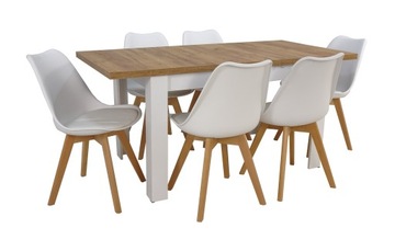 Stół z 6 krzesłami do jadalni Dąb Craft 80x120/160