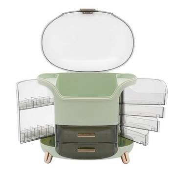 Коробочка для хранения косметики светло-зеленого цвета.