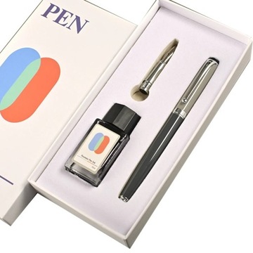 Metal Signature Pen Kit Piston-filled Fountain Pen Set Ink Included Steel