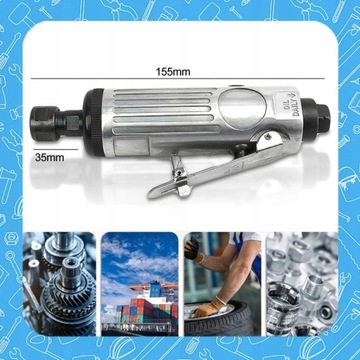 SZLIFIERKA PNEUMATYCZNA PROSTA 1/4 6MM Z AKCESORIAMI WALIZKA + ŚCIERNICE