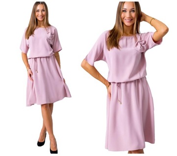 Sukienka elegancka wesele komunię rozkloszowana gumka damska luźna 36-50