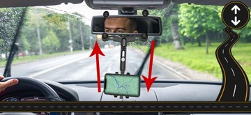 АВТОМОБИЛЬНЫЙ ДЕРЖАТЕЛЬ ТЕЛЕФОНА ДЛЯ ЗЕРКАЛА ЗАДНЕГО ВИДА ПОВОРОТНЫЙ STRONG