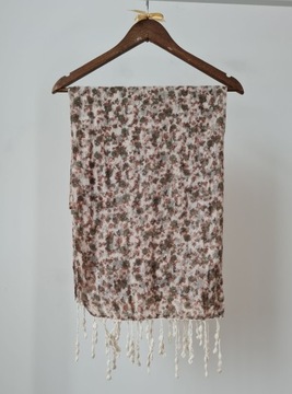 Очаровательный шарфик, кремовый, бохо, ажур, бахрома