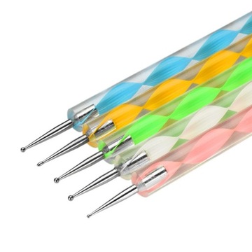 5x SONDA DWUSTRONNA DO ZDOBIEŃ PAZNOKCI ZESTAW 5 SZTUK
