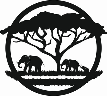 Koło drzewo z słoniami 30 kolory