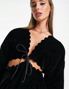 Asos Design fvr czarna welurowa sukienka mini XS