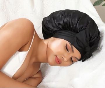 Шелковая шапочка для сна Атласная шапочка для волос для сна с лентой