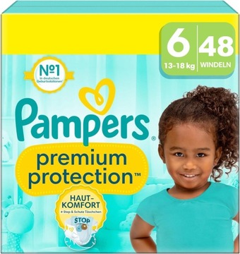 PAMPERS PREMIUM PROTECTION 6 PIELUCHY PIELUSZKI CHŁONNE DO 12H 13KG+ 48SZT