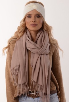 Женская зимняя повязка на голову БОХО узел КРЕМ - О3