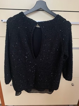 38 M Zara czarny sweter cekiny odkryte plecy