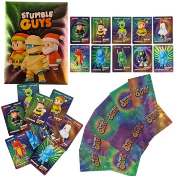 STUMBLE GUYS KARTY KOLEKCJONERSKIE GRA KOLOROWE 10 SZT WODOODPORNE RAINBOW