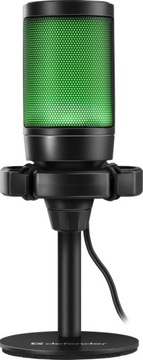 Mikrofon Defender PODŚWIETLANY RGB LED przewodowy USB typu C