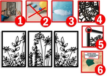 АЖУРНАЯ КАРТИНА ОТДЕЛКА СТЕНЫ ПОЛЕНЫЕ ЦВЕТЫ ГОСТИНОЙ ТРИПТИК 3D КОМНАТА