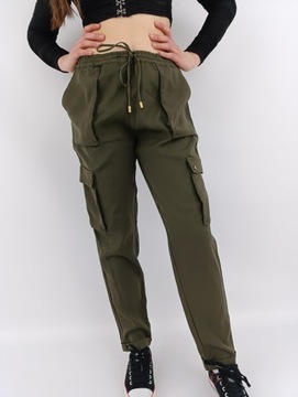 H&M modne SPODNIE CHINOSY wygodne CARGO khaki _ 38