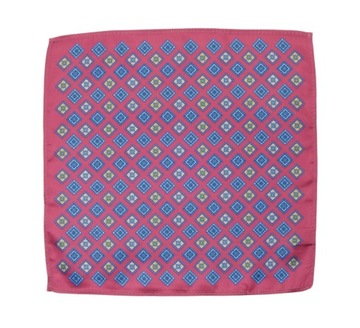 Красно-синий нагрудный платок с геометрическим узором