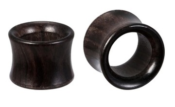 Plug tunel ORGANIC drewniany DREWNO siodłowy saddle czarny 18mm
