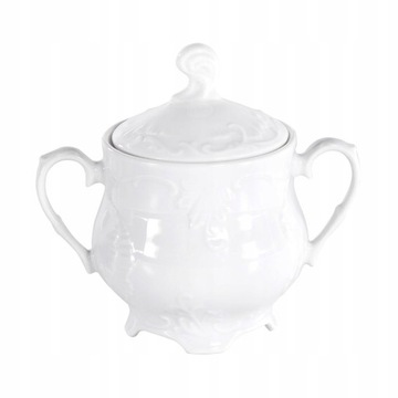Cukiernica z pokrywą 0,25 Ćmielów ROCOCO biała Polska porcelana Gat. II